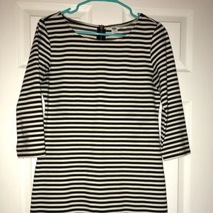 Black and white stripped knee length dress